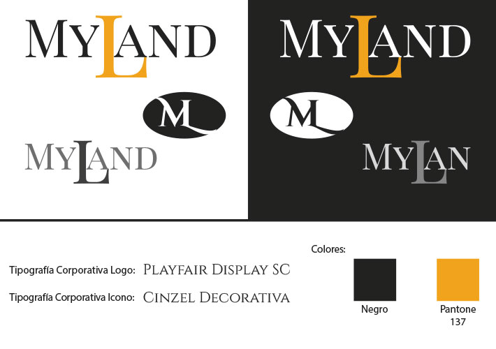 Diseño de Logotipo imagen corporativa Myland Fashion